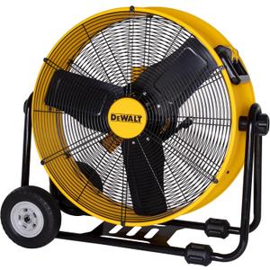 DEWALT DXF2490 High Velocity Fan, Floor Fans, 24 Inch Large Electric Metal Rotating Industrial Fan with 360 Adjustable Tilt & Large Wheel, Drum Fans for Outdoor and Warehouse, Yellow