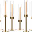 VINCIGANT 6PCS Gold Candle Sticks Holder in Wedding Centerpieces for Tables, Metal Candlesticks Sticks Holder with Acrylic lampshade for Parties, Halloween, Christmas, and Wedding Decorations