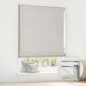 LazBlinds No Tools No Drill Cordless Roman Shades for Windows, Blackout Thermal Insulated UV Blocking Window Blinds, Room Darkening Fabric Blinds for Indoor Windows, 27'' W x 64'' H, Grey
