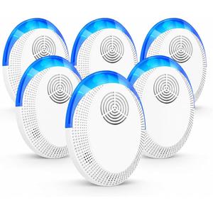 Ultrasonic Pest Repeller Plug-in Indoor, Mouse Repellent & Insect Deterrent for Mice, Roaches, Spiders, Ants, Rodents, Electronic Pest Control Device for Home, Garage, RV (6 Pack)