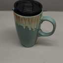 Bosmarlin Ceramic Travel Coffee Mug with Handle and Lid, 18 oz, Portable Coffee Cup for Car Cup Holder, Microwave and Dishwasher Safe, Reactive Glaze (Peacock Blue)