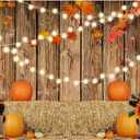 YYNXSY Fall Thanksgiving Photo Backdrop Autumn Retro Board Backdrops Wooden Fence Haystack Pumpkin Photo Background Thanksgiving Party Decorations Studio Photography Props 8X6FT YY-2516