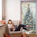 MKGRXZCW Blue Christmas Tree Front Door Cover, Vintage Christmas Tree Winter Holiday Door Covers Hanging Photography Backdrop Decorations for Indoor Outdoor Xmas Party Decor, 35 * 79 Inch