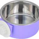 Crate Dog Bowl Removable Stainless Steel Water Food Feeder Bowls Cage Coop Cup for Cat Puppy Bird Pets (Small, Purple)