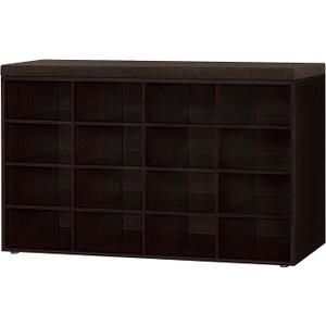 DINZI LVJ Shoe Storage Bench with Cushion, 16-Cubby Shoe Rack, Adjustable Shelves, Multifunctional Shoe Organizer Bench for Entryway, Mudroom, Hallway, Living Room, Bedroom and Garage, Espresso