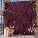 50ft x 14ft Burgundy Backdrop Curtains, 10 Panels Extra Long Wrinkle Free Soft Fabric Drapes for Wedding Party Decor, Photo Backdrop for Baby Shower Birthday Stage Reception Lobby Decoration