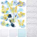 Hoteam DIY Handcraft Decorations Kits Included Faux Flowers 3D Butterfly Stickers Self Adhesive Rhinestones Glitter Alphabet Letter Stickers for Grad Cap Topper Party Gifts Art Decor(Blue)