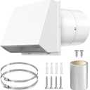 10 Inch Hood Wall Vent Exhaust Vent Dryer Vent Cover Outside Galvanized Steel for Kitchen Range Hood HVAC Dryer Duct,White