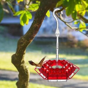 Outdoor Hummingbird Feeder 30 Feeding Ports - Ant & Bee Proof Design with Built-in Ant Moat & Bee Guards, Leak-Proof Durable Hanging Bird Feeder for Garden, Patio, Deck (Easy to Clean) (RED)