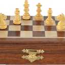 Magnetic Travel Pocket Chess Set - Staunton 7x7 Inch Folding Game Board - Handmade in Fine Rosewood - 2 Players, Age 14+
