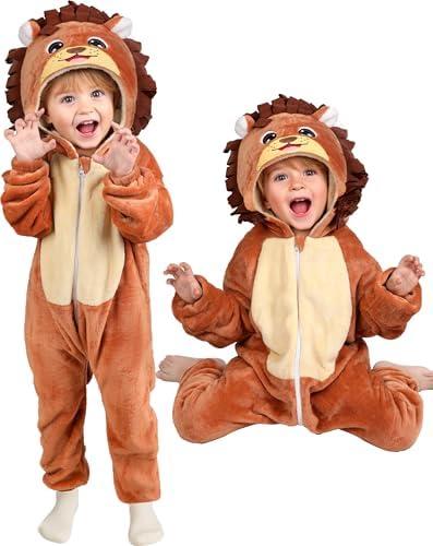 Toddler Baby Animal Costume Kids Toddler Dinosaur Lion Halloween Costume with Tail, Soft Dress Up for Baby Boys Girls 2-3Y