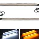 2 PCS Car LED Daytime Running Light Strips, Flexible Waterproof Car Turn Signal Lighting Strips, Super Bright Trailer Tail Light Strip for Trucks Pickup, Car Accessories (White+Yellow, 34.5cm)
