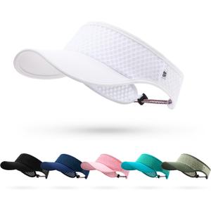 LONGLONG Sports Sun Visor Hat with Non-Slip Toggle Breathable for Women Men | Adjustable Quick Dry Moisture-Wicking Soft Lightweight Mesh Sun Protection Cap Golf Tennis Pickleball Running Garden Hiking (White)