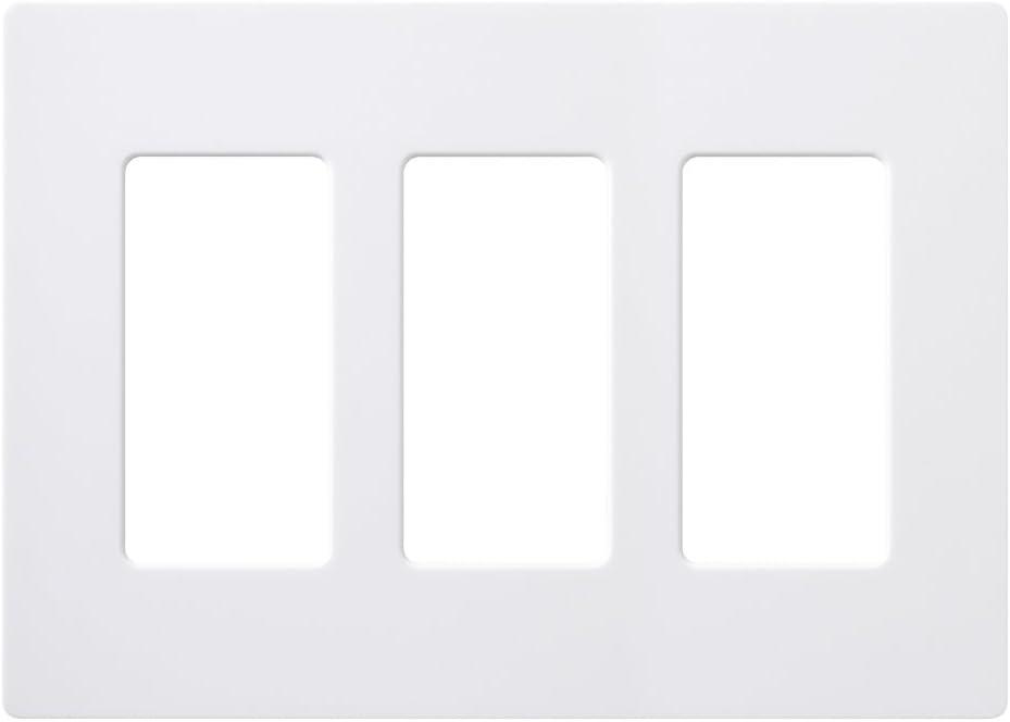 Lutron Claro Light Switch Cover Plate, 3 Gang Wallplate, for Decorator Light Switches, Rocker Light Switch Cover, Outlet Cover, Screwless Switch Plate Cover, Gloss, CW-3-WH, White (1 Pack)