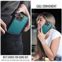 Compatible with iPhone 14 Pro Wallet Case with Card Holder RFID Blocking for Women Men, Double Magnetic Clasp Kickstand Shockproof Phone Case Fit for iPhone 14 Pro, Bluish Green