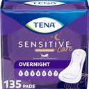 TENA Sensitive Care Incontinence Pads, Bladder Control, Postpartum for Women, Overnight Absorbency, Extra Coverage, 135 Count