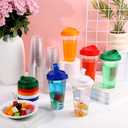 LemonRoad 100 Pack 16 oz Clear Plastic Cups with Strawless Sip Lids Disposable Halloween Party Coffee Cups with Rainbow Colors Sip Lids in 5 Colors Hot Cold Drink Tumblers for Iced Coffee Smoothies