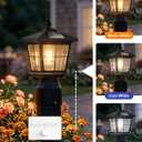 APONUO Solar Post Lights Outdoor with Edison Bulb, 3-Color Temperature, Dusk to Dawn Lamp Post Light, ABS Waterproof, 3" Round Post/Pole Light(Base not Included), 1 Pack Black
