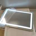 Hasipu Vanity Mirror with Lights, 27.6" x 20" LED Makeup Mirror, Lighted Makeup Mirror with Dimmable 3 Modes, Touch Screen Control Vanity Mirror Round Gold