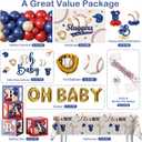 150pcs Baseball Baby Shower Decorations Complete Party Set, A Little Slugger is on the Way Baby Shower Decorations include Balloon Arch, Foil Balloons, Cake Decor, Backdrop, and Tablecloths