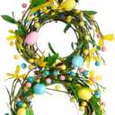 Bibelot 18 Inch Easter Wreaths Bunny Colorful Eggs Wreath for Front Door, Spring Eggs and Berries Twig Wreaths for Home Decor, Easter Wreath for Inside and Outside