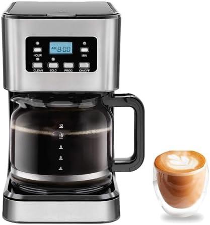 Chefman 12-Cup Automatic Drip Coffee Maker with Glass Carafe, LCD Display, 19-Bar Espresso Machine, Anti-Drip, Auto Shut-Off, Home Office Use