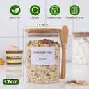 TIPGO Sugar Jar Bath Salt Container 17 oz Glass Jar with Bamboo Lid and Spoon, Sugar Cube Holder and Canister for Countertop, Glass Containers for Coffee Beans, Tea and Overnight Oats (4 Pack)