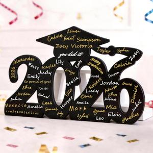 kockuu 2026 Wood Signs Graduation Decorations, Black Graduation Guest Book Signature Board Wood Signs Party Decor for Grad Photo Props Congrats Party Supplies