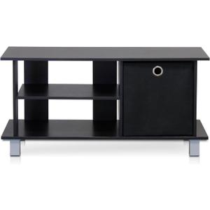 Furinno SIMPLISTIC TV Stand, 3-Tier Entertainment Center, Open Shelf TV Console for TV up to 33 Inch with Bin Drawers, for Living Room, Bedroom, Espresso, 33" TV, 1 Storage Bin