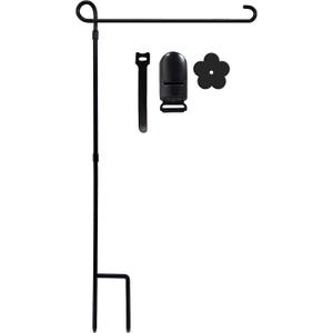 YEAHOME Garden Flag Holder Stand, Premium Yard Flag Holder Weather-Proof Metal Powder-Coated Flagpole with Clip and Stopper for Christmas Garden Flag, Outdoor Garden Decor Decoration (1PC, WITH ACCESSRORY)