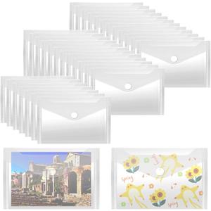 Vmiapxo 40 Pack Stamp and Die Storage Pockets, Reusable Small Plastic Envelopes Waterproof Sticker Organizer Receipt Holder Photo Storage Folders (4" x 6") (Clear)