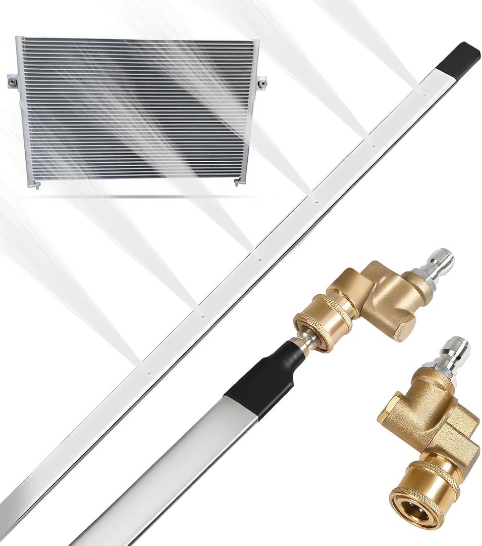 39" Radiator Cleaning Wand, 4500 PSI Stainless Steel Car Truck Power Washer Wand Radiator Flush And Cleaner Tool with 25 Fan Nozzles, w/Pressure Washer Gun Adapter for Cars,rucks,RVs,Heavy Equipment