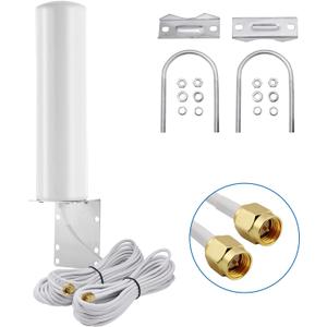 High Gain 10-12dBi Dual SMA Male 698-2700 MHz 3G/4G LTE Omni-Directional Outdoor Pole/Wall Mount Antenna for Mobile Cell Phone Cellular 4G LTE Router Modem Gateway