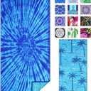 TwoYek Microfiber Thin Beach Towel Lightweight Oversized 71x32 Extra Large Sand Free Towels Quick Dry for Travel Pool Camping Sports Beach Accessories Vacation Essential Gift Blue Tie Dye