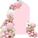 Fivenl Spandex Fitted Wedding Arch Cover 6FT Pink Arch Backdrop Cover, Round Top Chiara Backdrop Stand Covers for Wedding Birthday Party Baby Shower Banquet Arch Decoration (Pink, 6FT)