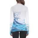 TOIUUI Women Rash Guard Long Sleeve UPF 50+ UV Protection Quick Dry Water and Cooling Sun Swim Shirts QYY24025 Ocean Wave XXL