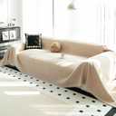 Durable Couch Cover Blanket, Sofa Blanket Cover Washable, Oversized Couch Cover Pet Friendly, Chenille Sofa Cover Blanket for 2-3 Cushions Sofas Solid Color(71"x 134"/Light Brown/1pc)