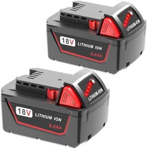 FORBETER 2pack 6.0Ah 18v Battery Replacement for Milwaukee m18 Battery 48-11-1850 48-11-1860, Compatible with Milwaukee M18 Cordless Power Tools,15C Discharge Rate