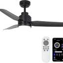 Black Ceiling Fans with Lights, 42 Inch Modern Ceiling Fan with Remote for Bedroom, Living Room, Patio, Outdoor&Indoor, Dimmable 3 Color Ceiling Fans with 6 Speeds, Quiet DC Motor, Timer
