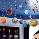 Easy Joy Solar System Hanging Swirl 12 Pieces Decorations Outer Space Party Planets Supplies Space Decorations Party Galaxy Room Decor