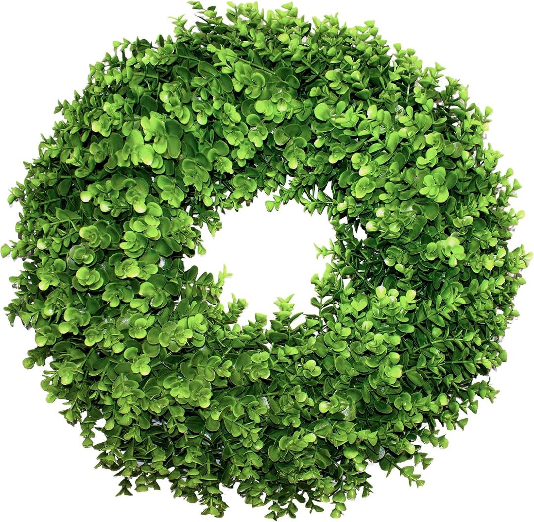 22 Boxwood Wreath for Front Door,Spring Summer All Season Wreaths, Farmhouse Door Wreath Outdoor Indoor for All Seasons Decor (Green)