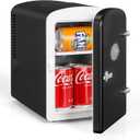 HealSmart Portable Mini Fridge, 6 Liter 9 Can Cooler and Warmer Compact Refrigerators with Observation Window, 100% Freon-Free & Eco Friendly for Drinks, 6L, Black
