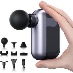 Mini Massage Gun with 10 Massage Heads, Percussion Deep Tissues Handheld Muscle Massager, 8mm Amplitude High-Intensity Massager Gun for Pain Relief for Office Gifts for Her, Home, Athletes