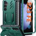 FNTCASE for Samsung Galaxy S23-FE Case: Military Grade Protective Hard Phone Case with Kickstand | Screen Protector | Shockproof TPU Full Protection Drop Proof Phone Cover for Galaxy S23 FE 5G Green