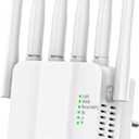 WiFi Extender, WiFi Extender Signal Booster, w/6 Antennas, 2 LAN Ports, Modes (Repeater, Router, AP), Coverage up to 8300 sq ft, for Home and Office, Easy Installationz