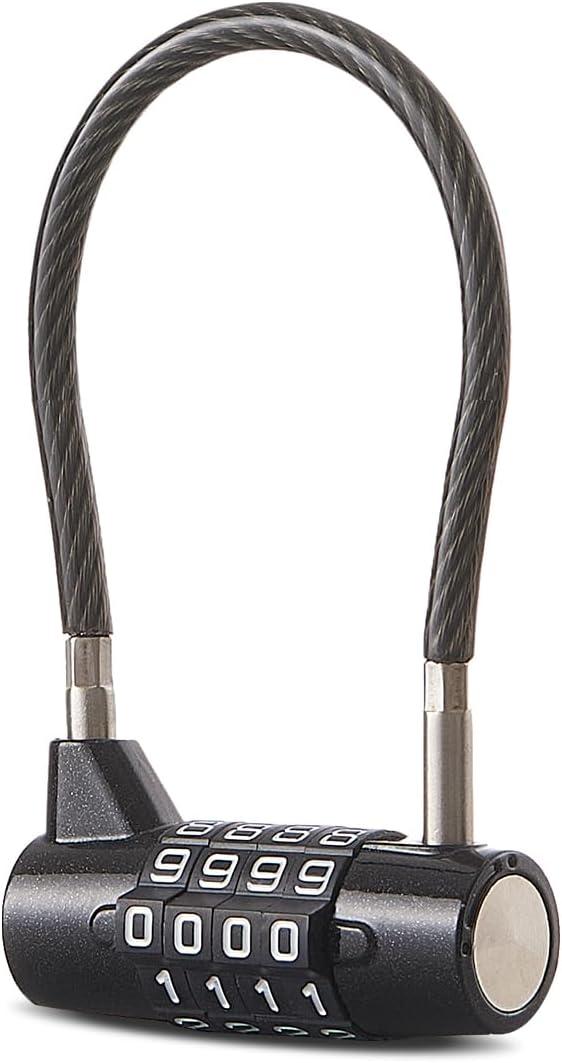 Combination Lock Cable Lock with 4 Digits Cabinet Lock with 7" Cable Length Durable Cable Ideal for lockers, Gym, Toolbox, Case Small Size Short Cable (7")