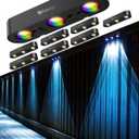 Solar Fence Lights Outdoor 8 Pack, Upgraded 50LM RGB Wall Lights with Sync Group Control & 10 Light Modes, Waterproof IP65 for Outside Porch Wall Deck Garden