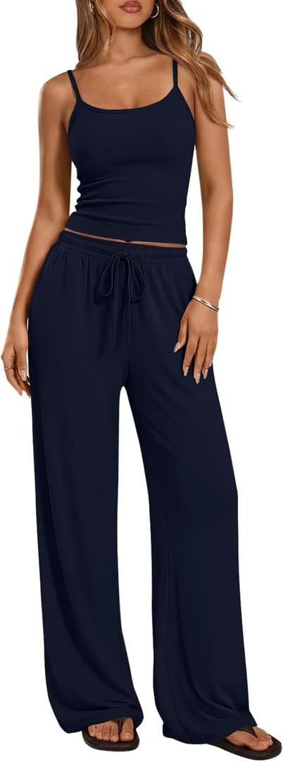 Trendy Queen Women's 2 Piece Lounge Set Soft Matching Vacation Outfits for Travel, Airport, and Casual Wear (Blue, XS)