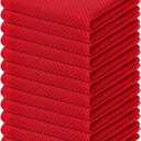 Homaxy 100% Cotton Waffle Weave Kitchen Dish Cloths, Ultra Soft Absorbent Quick Drying Dish Towels, 12 x 12 Inches, 12-Pack, Red