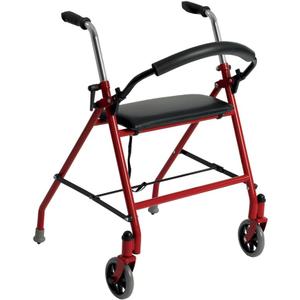 Drive Medical 1239RD Foldable Rollator Walker with Seat, Red, 1 Count (Pack of 1)